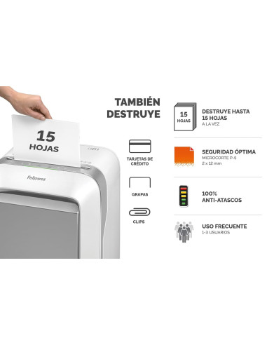 DESTRUCTORA FELLOWES LX211 BLANCA