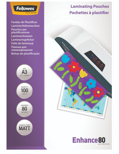 FUNDAS PLASTIFICAR A3 MATE 80 MICRAS...