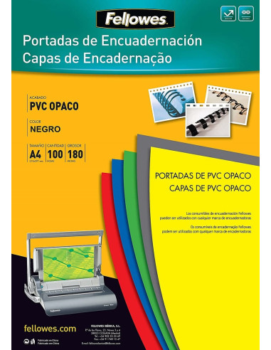 PORTADA PVC A4 OPACA NEGRA FELLOWES...