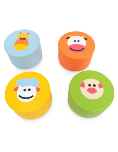 CONJUNTO 4 TABURETES ANIMALES GRANJA...