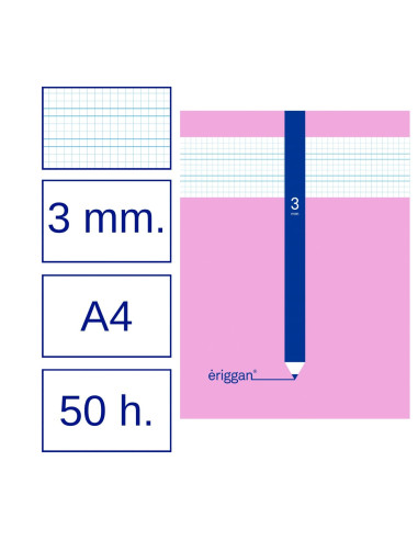 LIBRETA ERIGGAN A4 50 h. 4 mm. 5 ud.