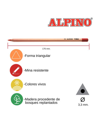 LÁPICES COLORES ALPINO TRI 12 colores