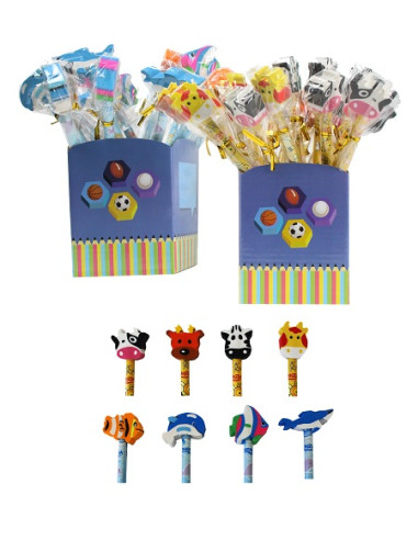 LAPIZ FANTASIA CON GOMA ANIMALES 24 uds