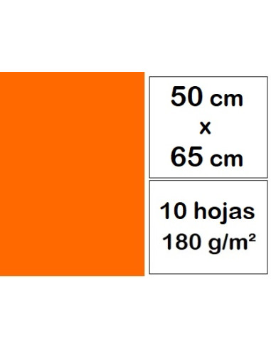 CARTULINAS 50x65 cm 10 h NARANJA