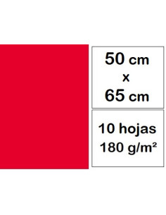 CARTULINAS 50x65 cm 10 h ROJA