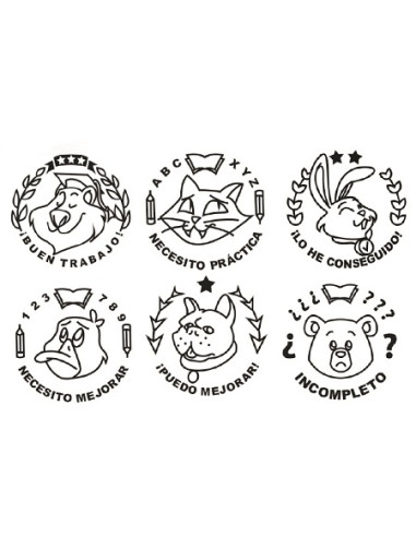 SELLOS MOTIVACIÓN ANIMALES 6 Uds.