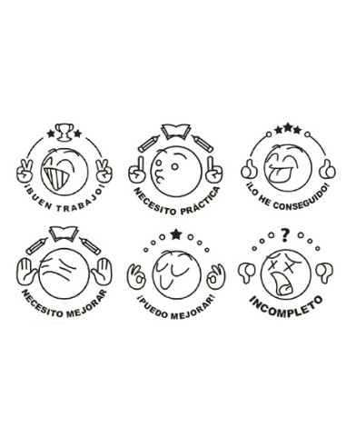 SELLOS MOTIVACIÓN EMOTICONOS 6 uds