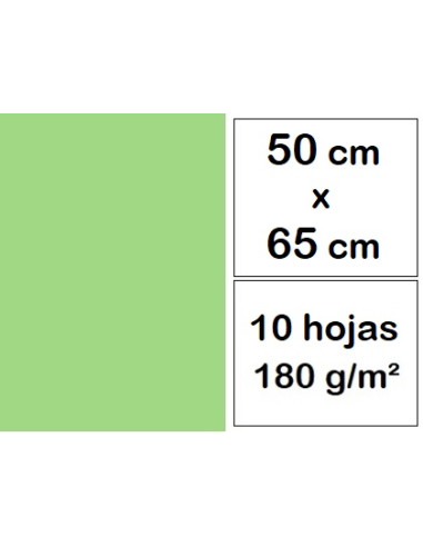 CARTULINAS 50x65 cm 10 h VERDE PISTACHO
