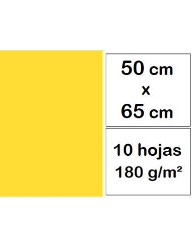 CARTULINAS 50x65 cm 10 h AMARILLO LIMÓN