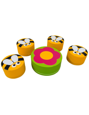 MESA FLOR CON 4 TABURETES ABEJA