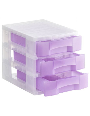 TORRE ALMACENAJE 3 CAJONES MALVA