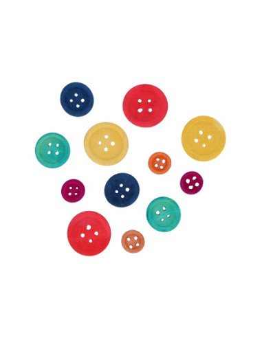 BOTONES MADERA COLORES 30 Uds.