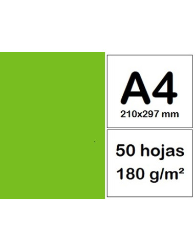 CARTULINAS A4 50 h VERDE HIERBA