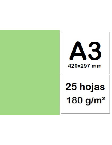 CARTULINAS A3 25 h VERDE PISTACHO