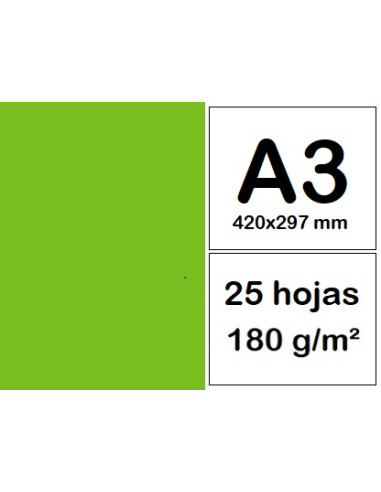 CARTULINAS A3 25 h VERDE HIERBA