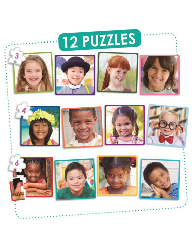 SET 12 PUZZLES NIÑOS FELICES MUNDO AKROS