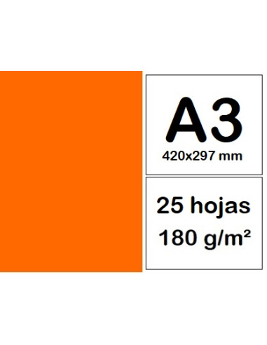 CARTULINAS A3 25 h NARANJA