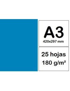 CARTULINAS A3 25 h TURQUESA