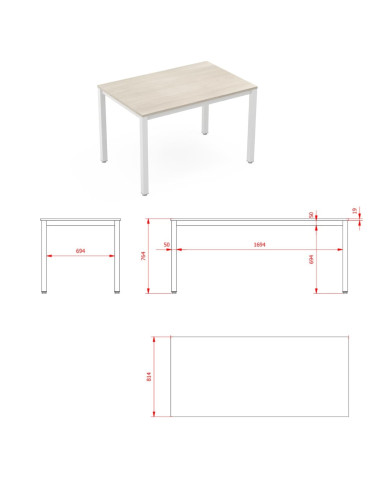 MESA SPACE DESIGN 140x80 cm BLANCO...