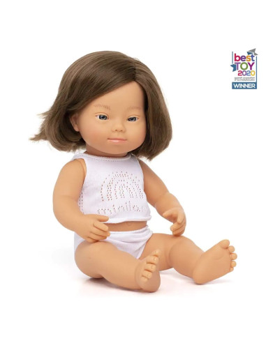 MUÑECO NIÑA DOWN CAUCASICA 38 cm.