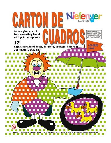CARTÓN CUADRADOS NEÓN 24 x 32 cm. 12...