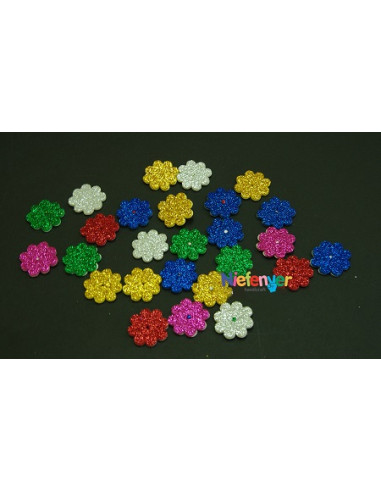 FLOR GOMA EVA CON PURPURINA 20 x 20...