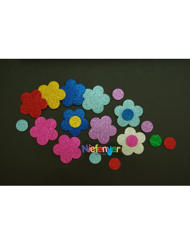 FLOR GOMA EVA CON PURPURINA 50 x 50...