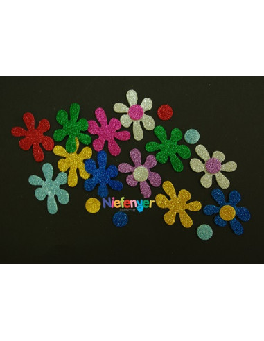 FLOR GOMA EVA CON PURPURINA 50 x 38...