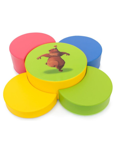 CONJUNTO MESA OSO CON 4 TABURETES