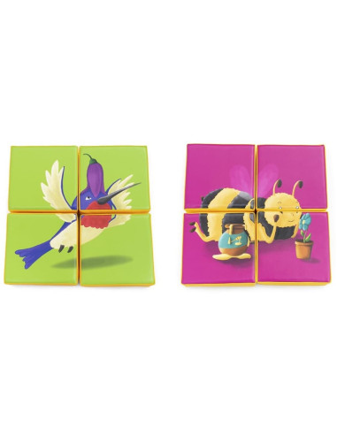 PUZZLE DOBLE ABEJA-COLIBRI 4 PIEZAS