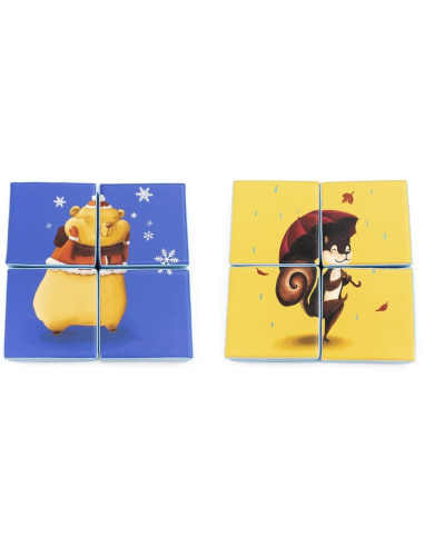 PUZZLE DOBLE ARDILLA-HAMSTER 4 PIEZAS