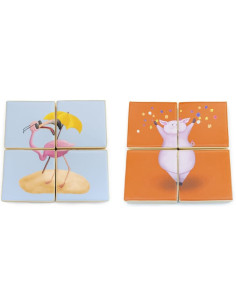 PUZZLE DOBLE FLAMENCO-CERDO...