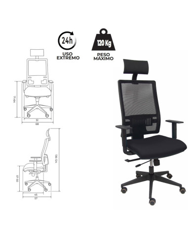 SILLA HORNA BALI NEGRO CABECERO FIJO