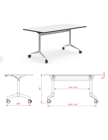 MESA ABATIBLE ALUFLOOP 160x80 cm.