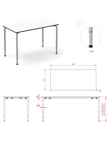 MESA RECTANGLE 120x65 cm. TALLA 1-3