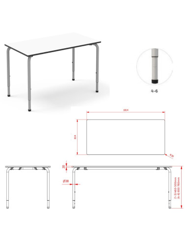 MESA RECTANGLE 180x80 cm. TALLA 4-6
