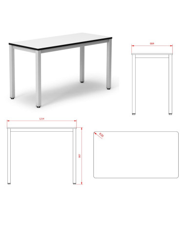 MESA RECTANGLE PLUS 120x65 cm.