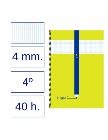 CUADERNO ERIGGAN 4º 40 h. 4 mm. 10 ud.