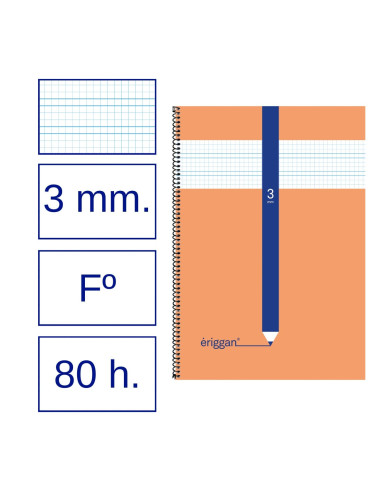 CUADERNO ERIGGAN Fº 80 h. 3 mm. 10 ud.