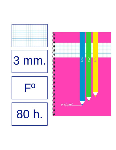 CUADERNO ERIGGAN Fº PP 80 h. 3 mm. 10...