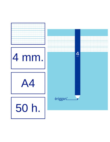 LIBRETA ERIGGAN A4 50 h. 3 mm. 5 ud.