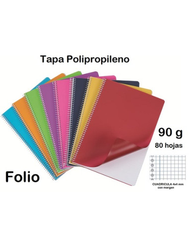 CUADERNO RCA Fº PP 80 h CUADRO 4x4 mm