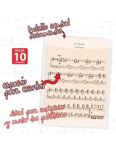 FUNDAS PARTITURAS MUSICA 10 Uds.