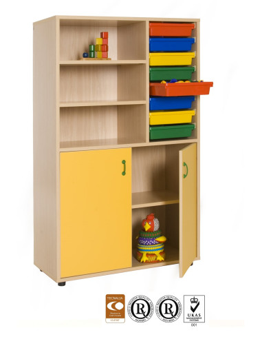 ARMARIO BAJO CON ESTANTES Y CUBETERO