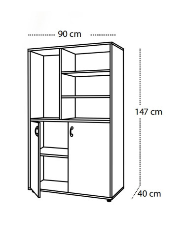 ARMARIO BAJO CON ESTANTES Y CUBETERO