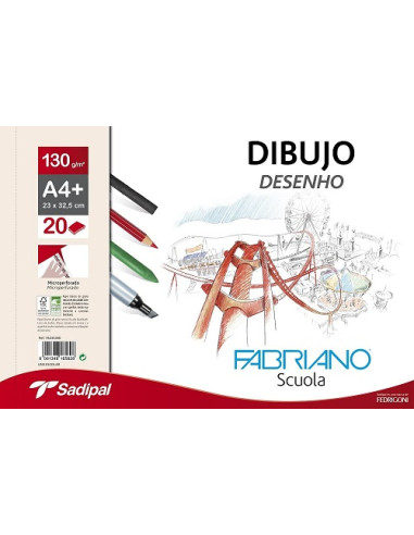 BLOC DIBUJO FABRIANO A4 LISO ESPIRAL
