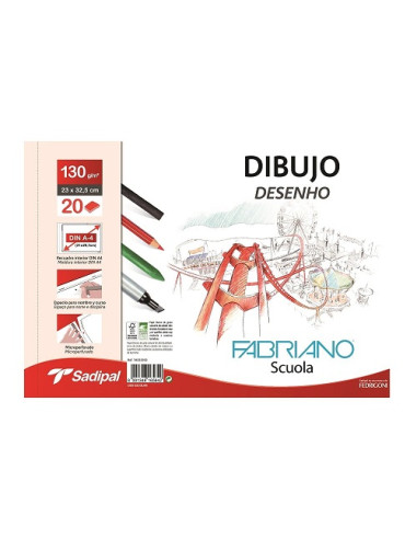 BLOC DIBUJO FABRIANO A4 RECUADRO ESPIRAL