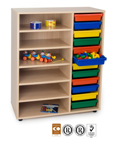 MUEBLE ABIERTO CON ESTANTES Y CUBETERO