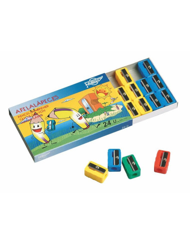 PACK 24 SACAPUNTAS PLASTICO FAIBO