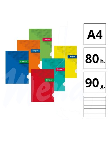 CUADERNO ESPIRAL A4 TAPA PLÁSTICO 80...